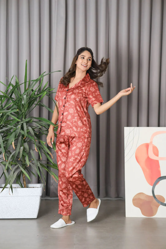 COMBO OF 2 Night Wear Satin Pastel Brown Grey Color suits