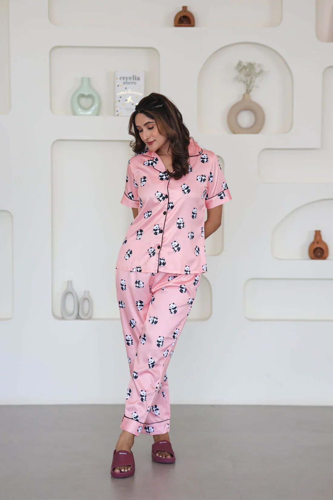 COMBO OF 2 Night Wear Satin Pastel Grey Pastel Pink Color suits