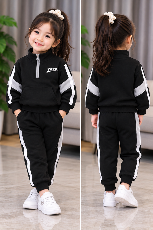 Kids Imported Winter Dress Combo of Top & Bottom(Black Half chain)