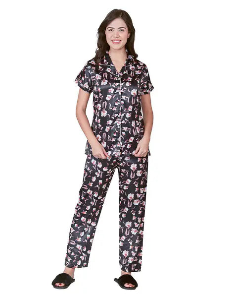 COMBO OF 2 Night Wear Satin Charcoal Lilac Color suits