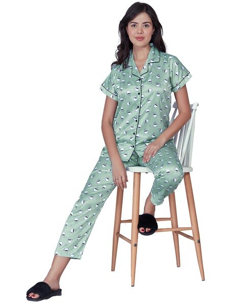 COMBO OF 2 Night Wear Satin Maroon Light Green Color suits