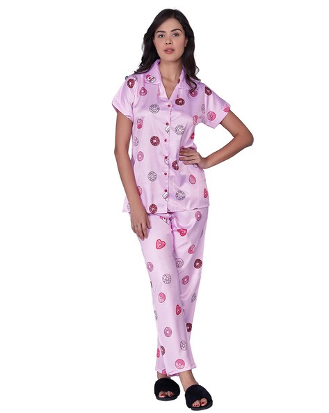 COMBO OF 2 Night Wear Satin Pastle Pink Peach Color suits