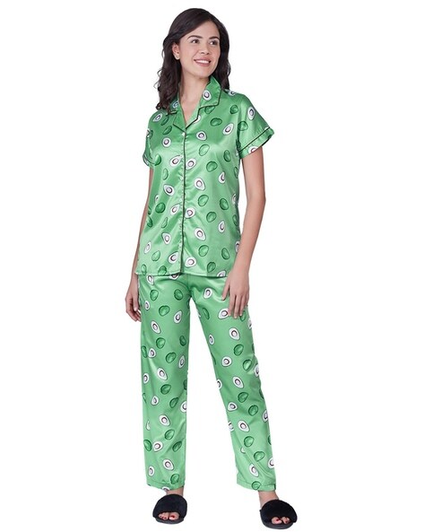 COMBO OF 2 Night Wear Satin Bottle Green Sea-Green Color suits