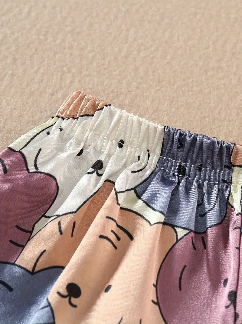 Printed Cat design Satin Co-ord for Boys and Girls