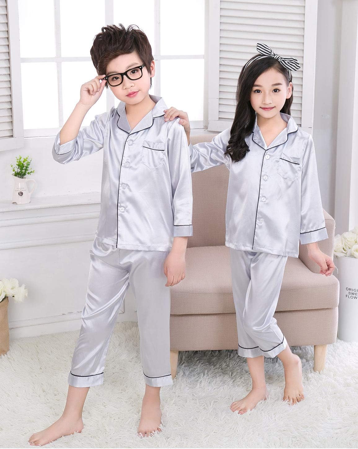 Silver Co-ord night suit for boys and girls