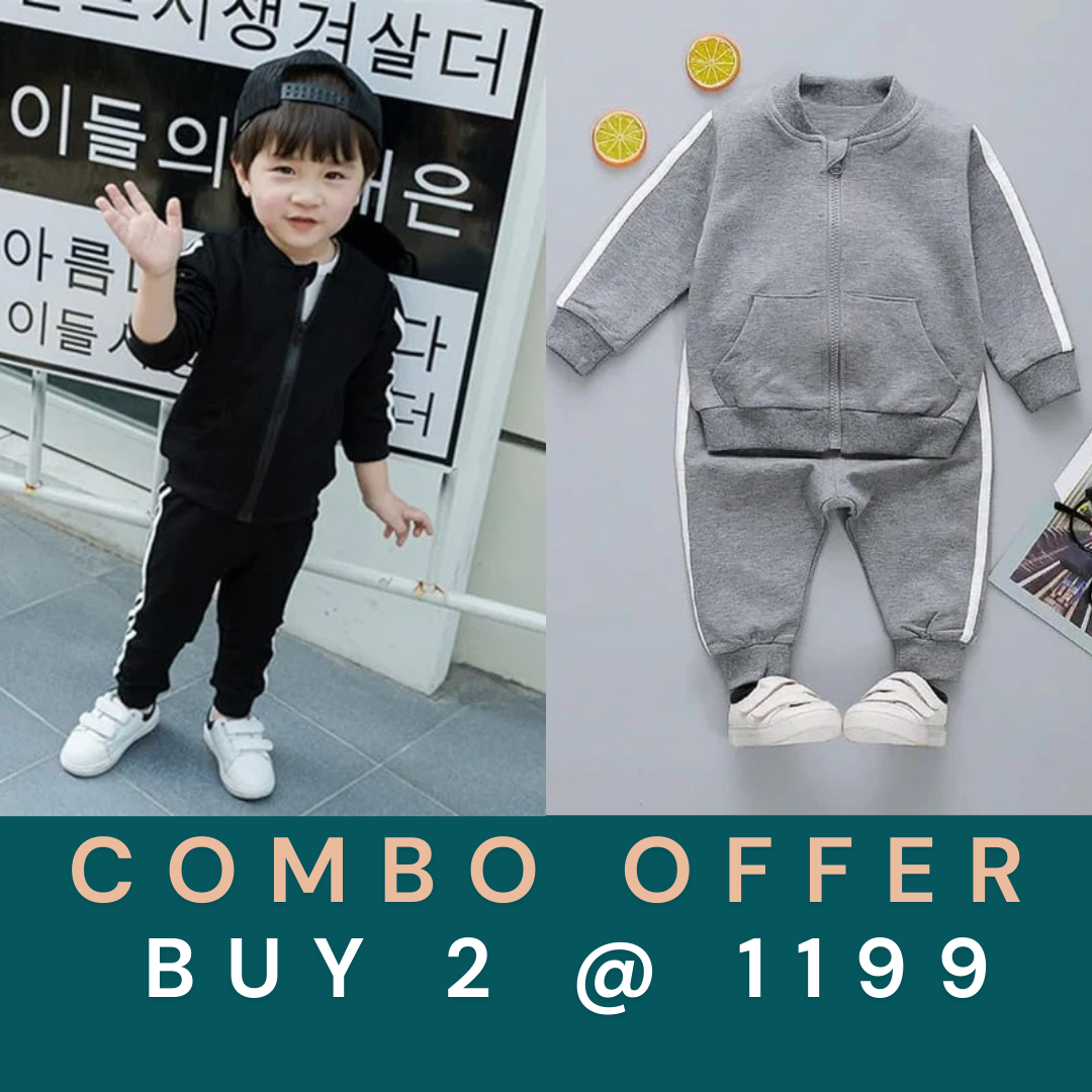 COMBO OF 2 MULTICOLOR KIDS WINTER DRESS BLACK AND GREY