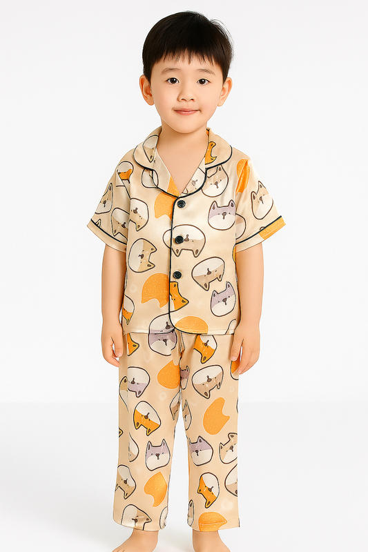 3 NIGHT SUITS COMBO FOR BOYS AND GIRLS (PRINTED DESIGN SKY BLUE PEACH MULTI)