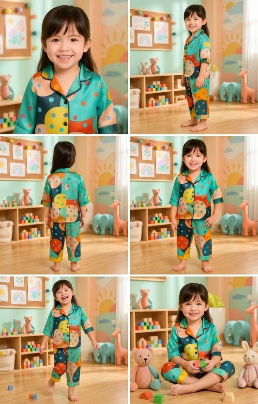 Printed Satin Co-ord Set for Boys and Girls