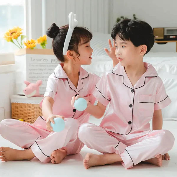 Soft Pink Satin Co-ord Set for Boys and Girls