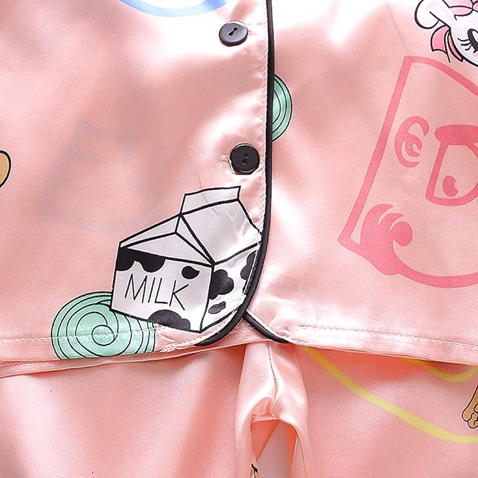 Printed peach Satin Co-ord Set for Boys and Girls