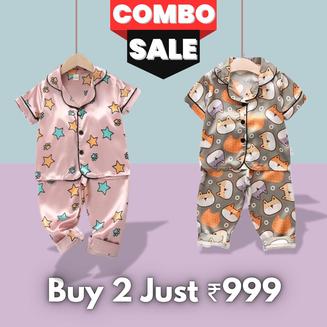 2 NIGHT SUITS COMBO FOR BOYS AND GIRLS (Printed Multi)