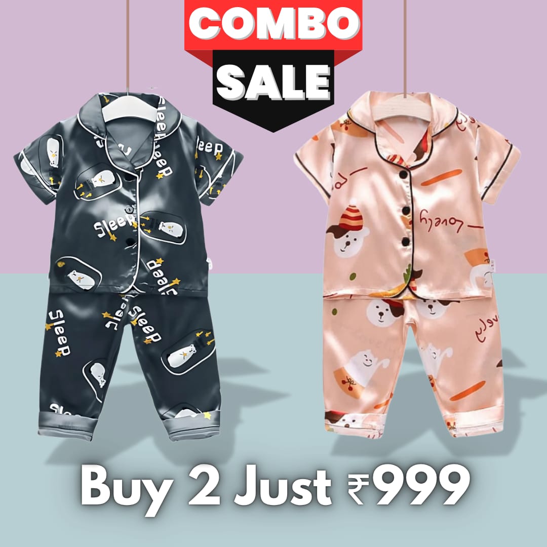 2 NIGHT SUITS COMBO FOR BOYS AND GIRLS (Multi Peach)