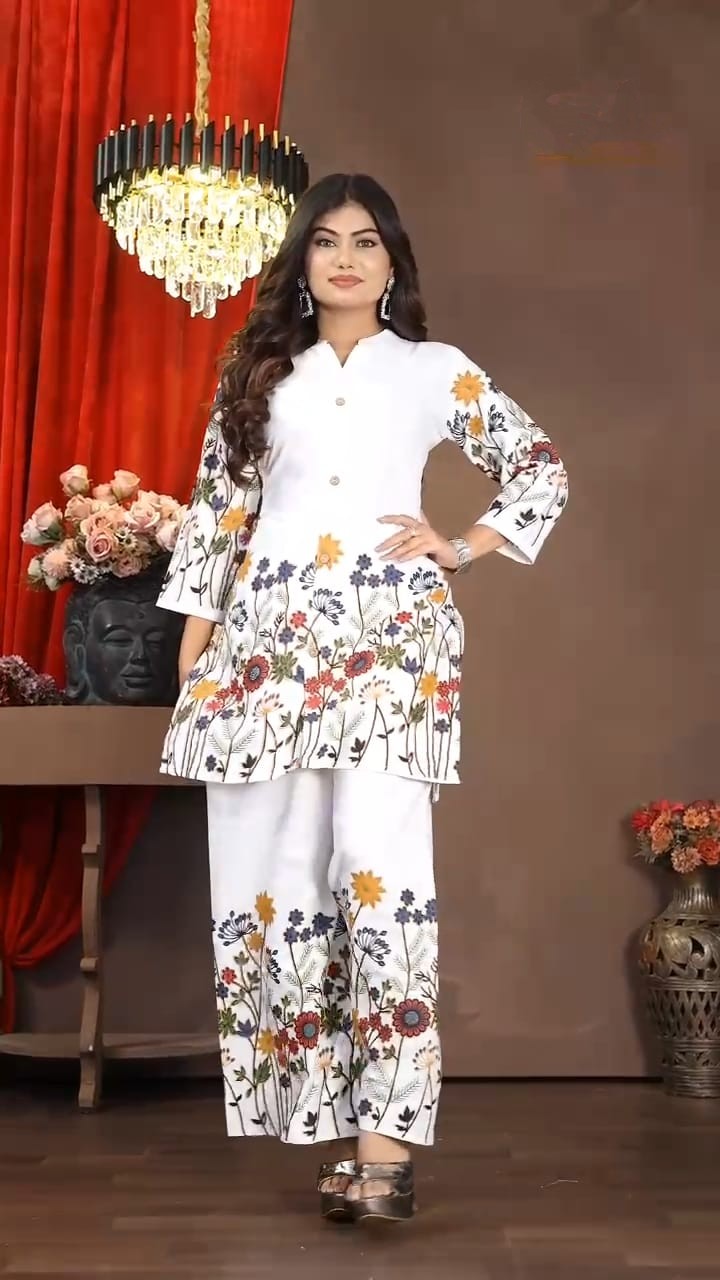 Floral Bliss Kurti & Palazzo Co-Ord set Printed