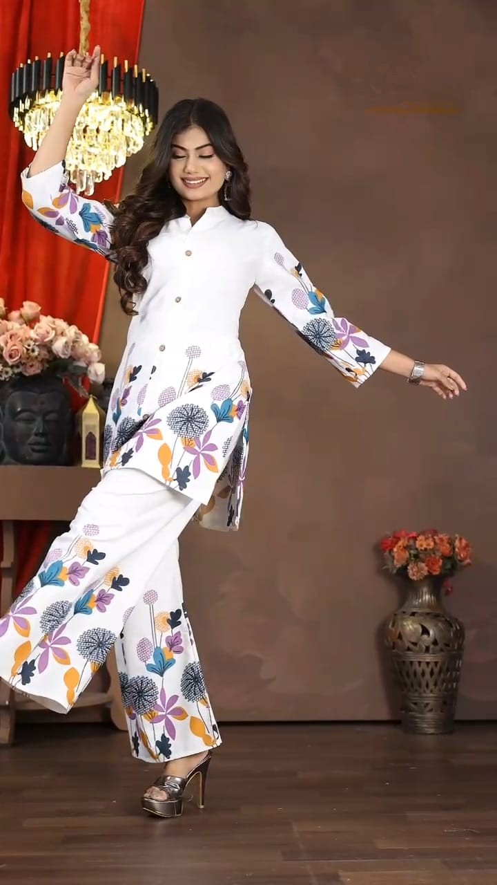 Floral Bliss Kurti & Palazzo Co-Ord set Printed