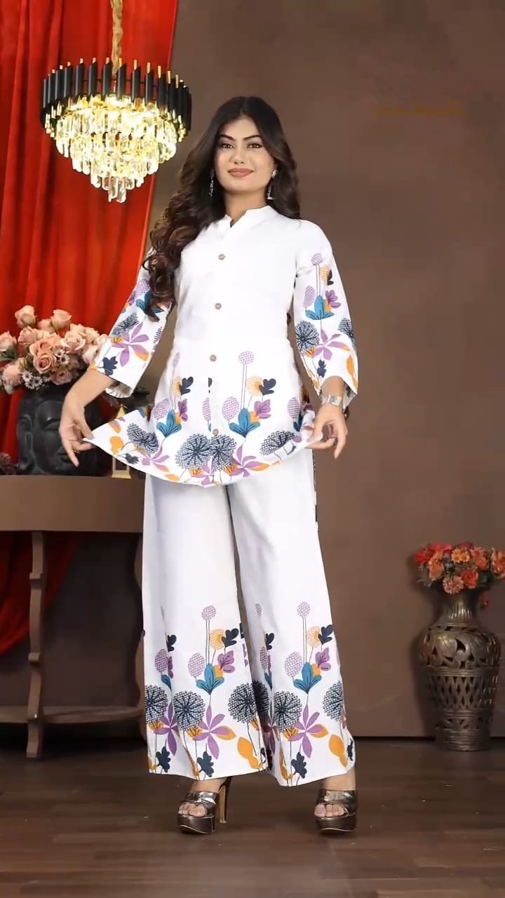 Floral Bliss Kurti & Palazzo Co-Ord set Printed