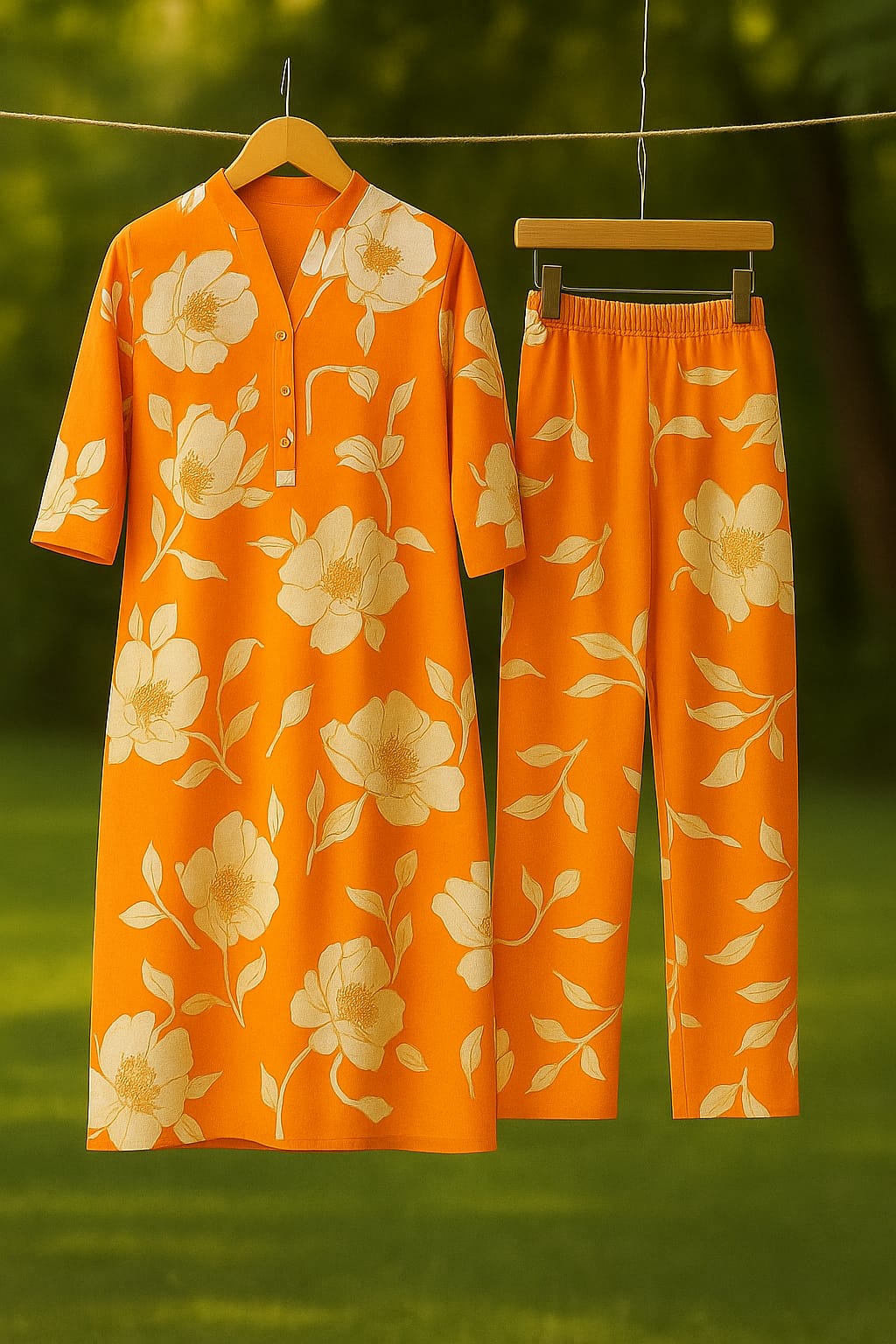 BEAUTIFUL ORANGE BIG FLORAL DRESS