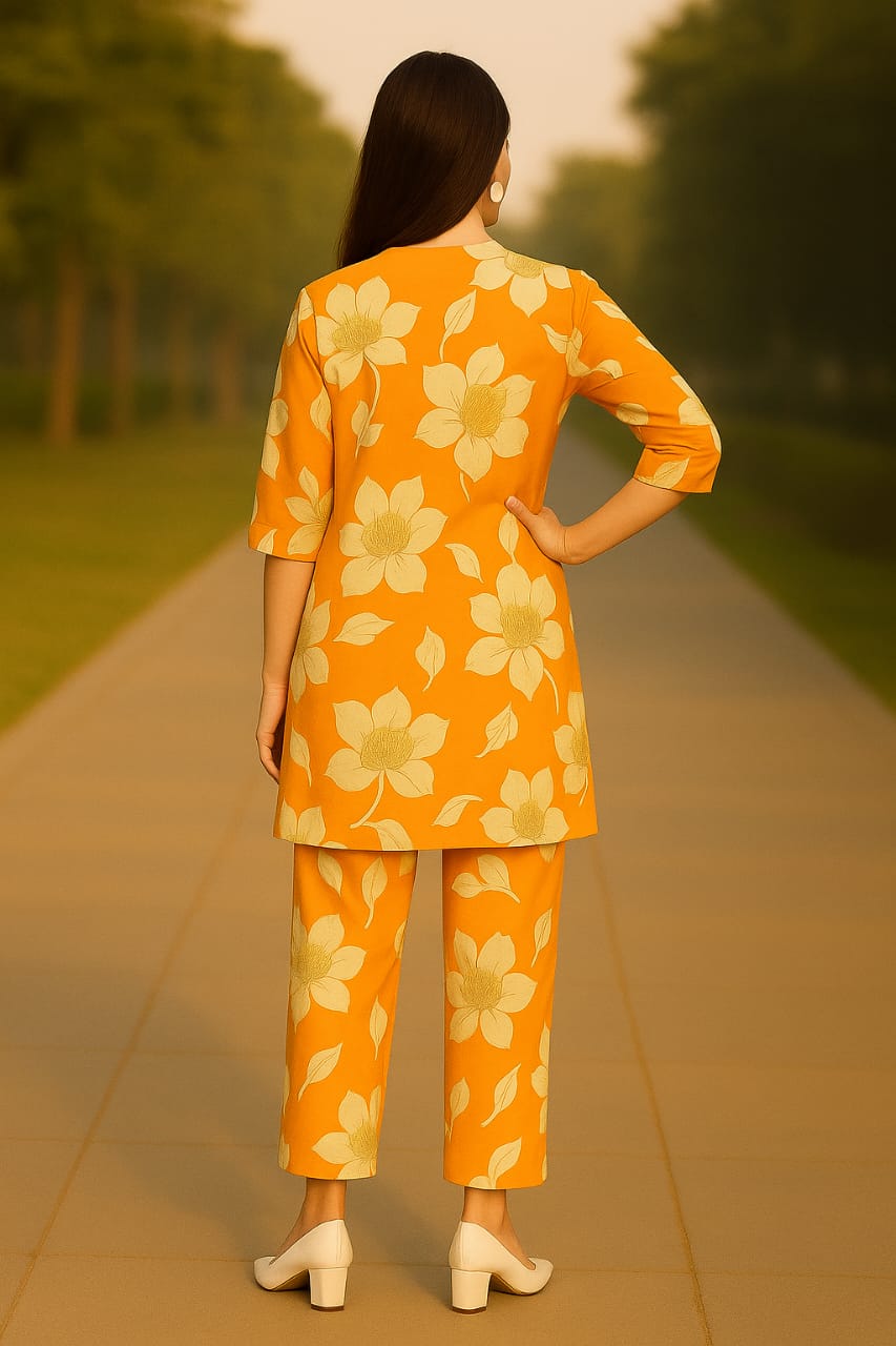 BEAUTIFUL ORANGE BIG FLORAL DRESS