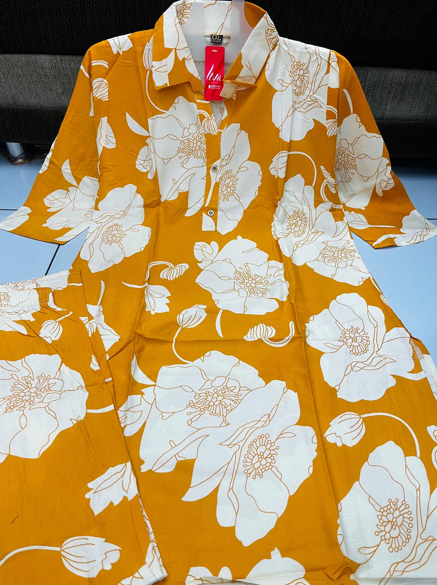 BEAUTIFUL ORANGE BIG FLORAL DRESS
