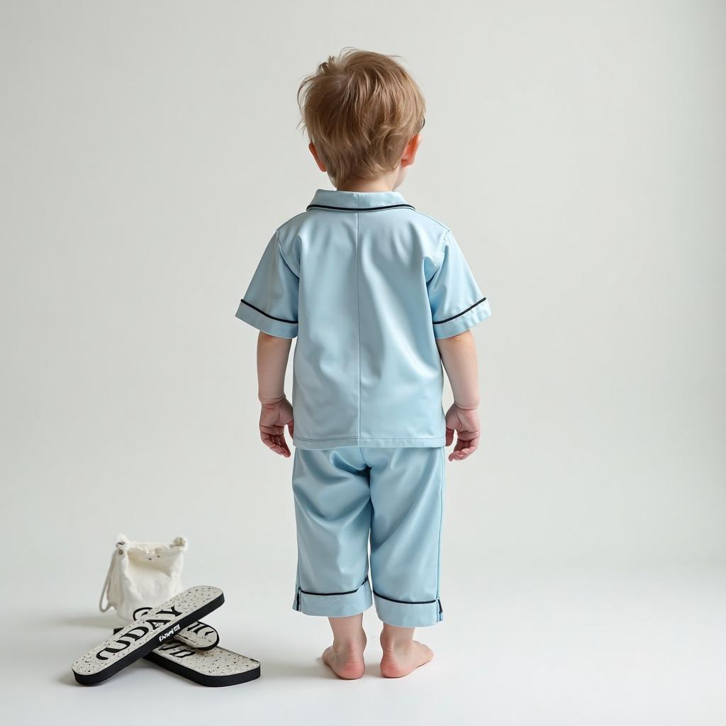 Sky Blue Satin Co-ord Set for Boys and Girls