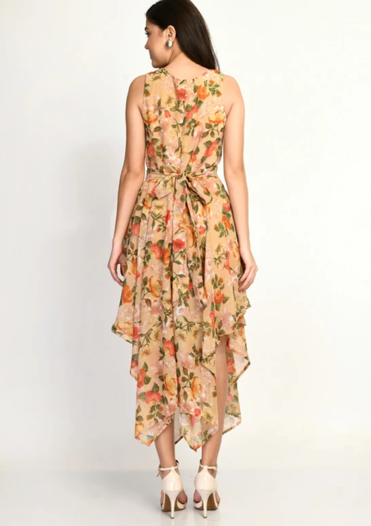Sunset Petals Layered Midi