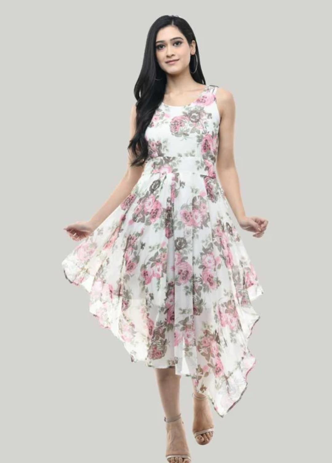Ivory Garden Floral Flare Dress