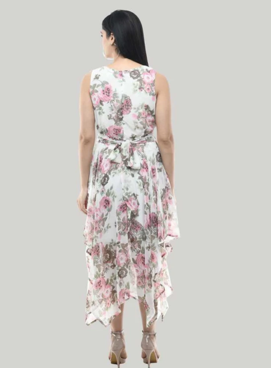 Ivory Garden Floral Flare Dress