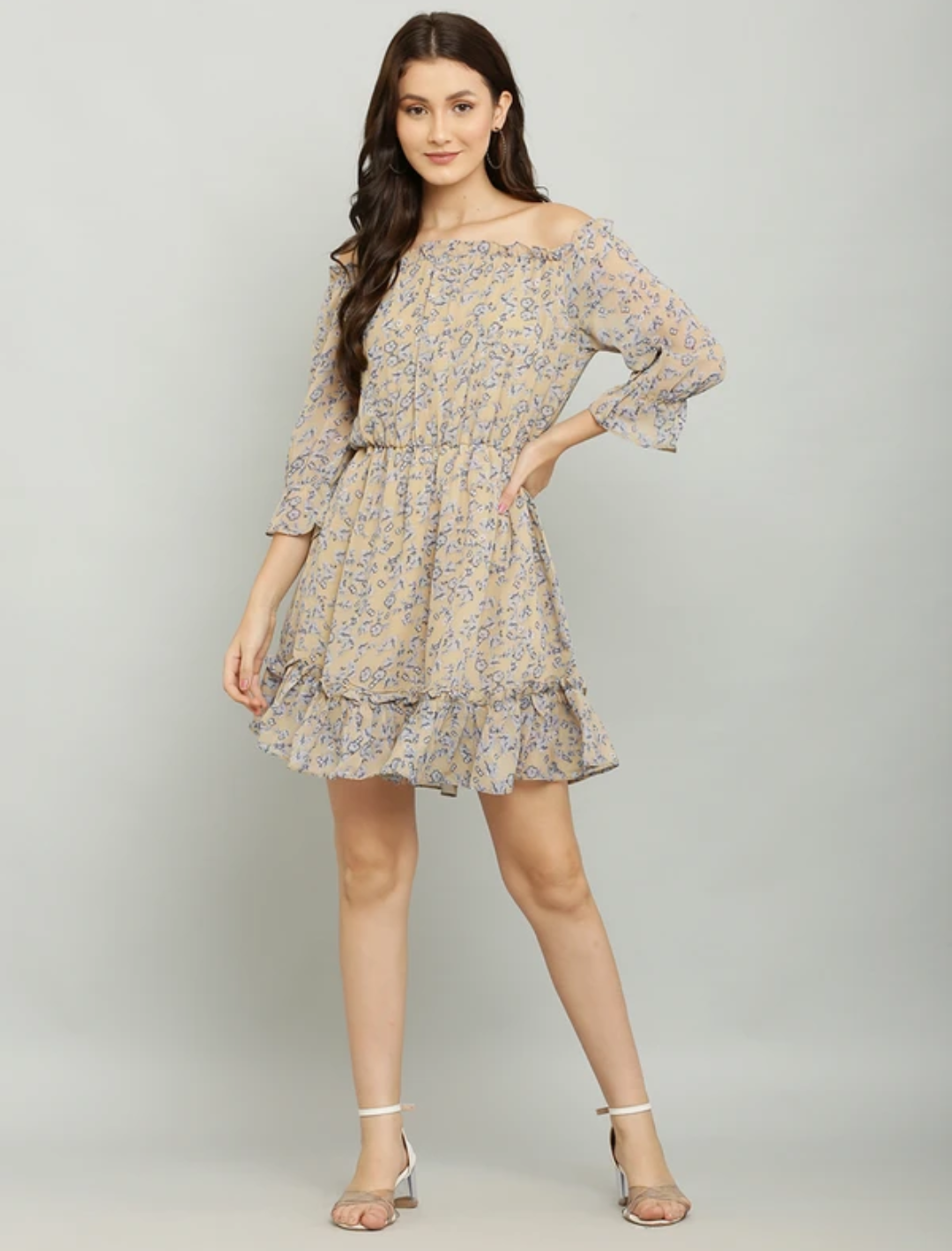 Sunset Brown Layered Shorts Dress