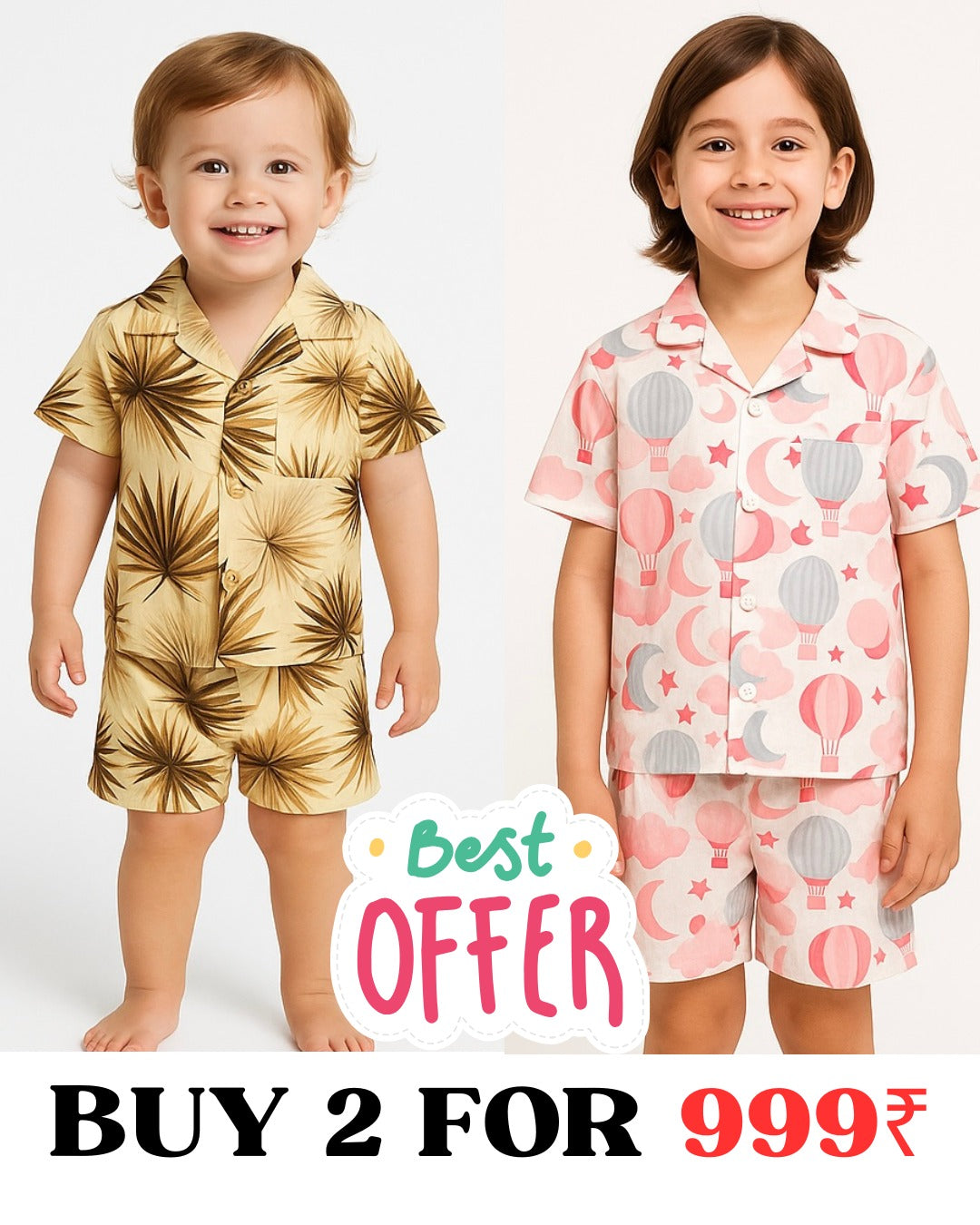 COMBO OF 2 KIDS SHORTS DRESS (PRINTED)