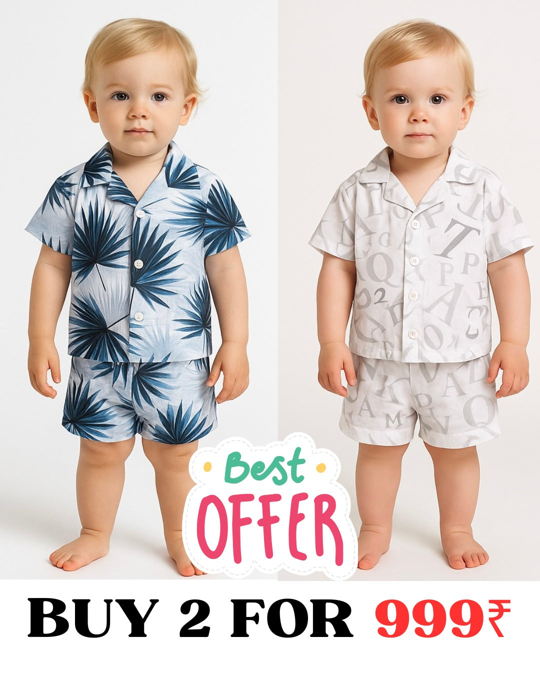 COMBO OF 2 KIDS SHORTS DRESS (PRINTED)