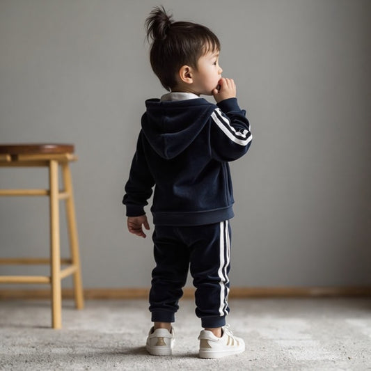 Kids Imported Velvet Winter Dress for Boys & Girls(NAVY BLUE)