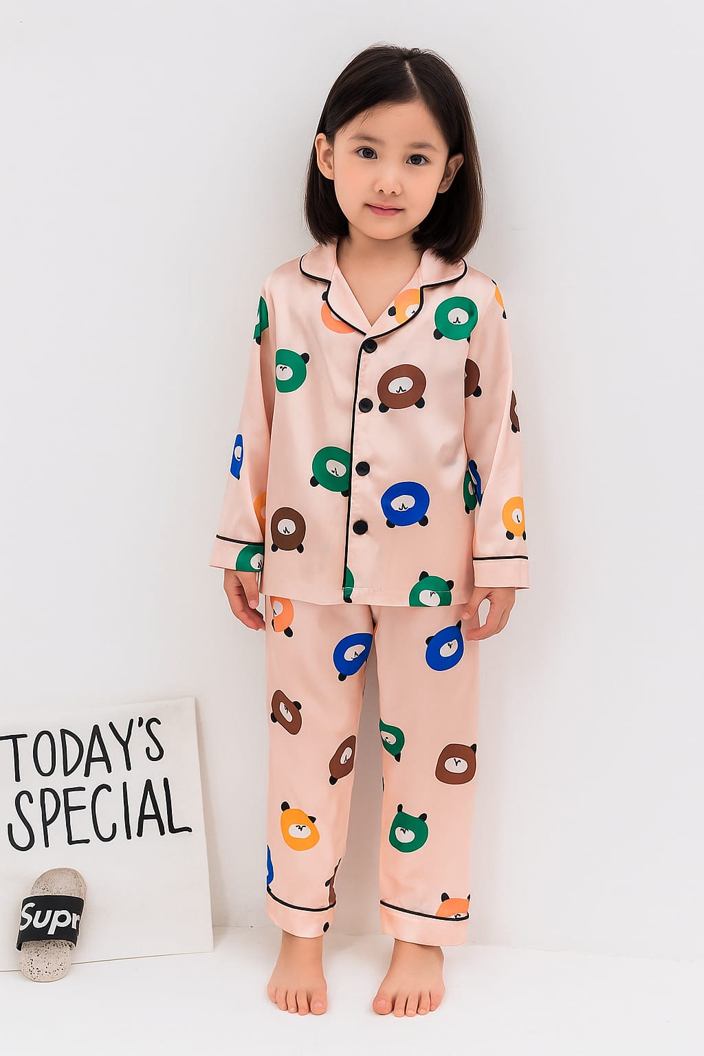 3 NIGHT SUITS COMBO FOR BOYS AND GIRLS (PRINTED DESIGN BLACK WHITE PEACH)