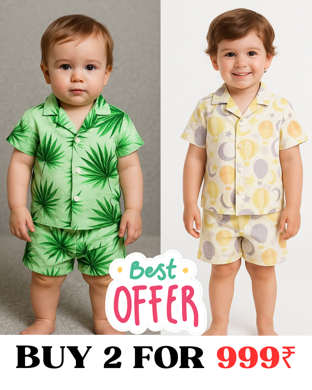 COMBO OF 2 KIDS SHORTS DRESS (PRINTED)