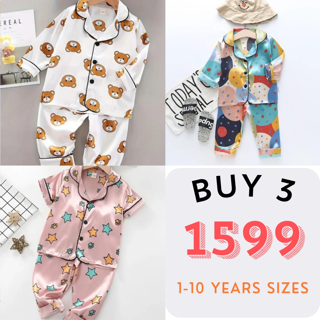 3 NIGHT SUITS COMBO FOR BOYS AND GIRLS (PRINTED DESIGNS)