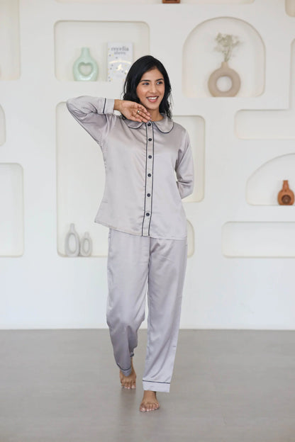 Night Wear Satin Chocolate Color Night Suit