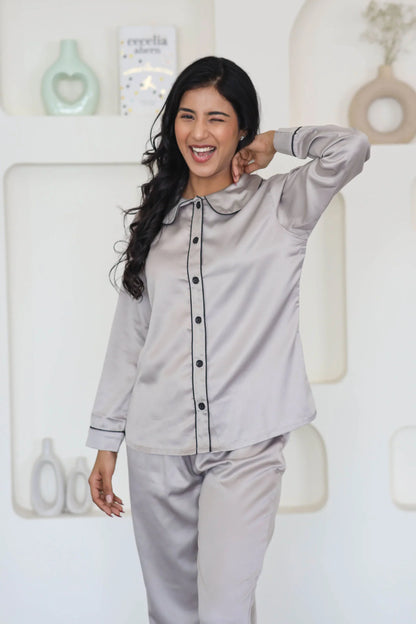 Night Wear Satin Chocolate Color Night Suit