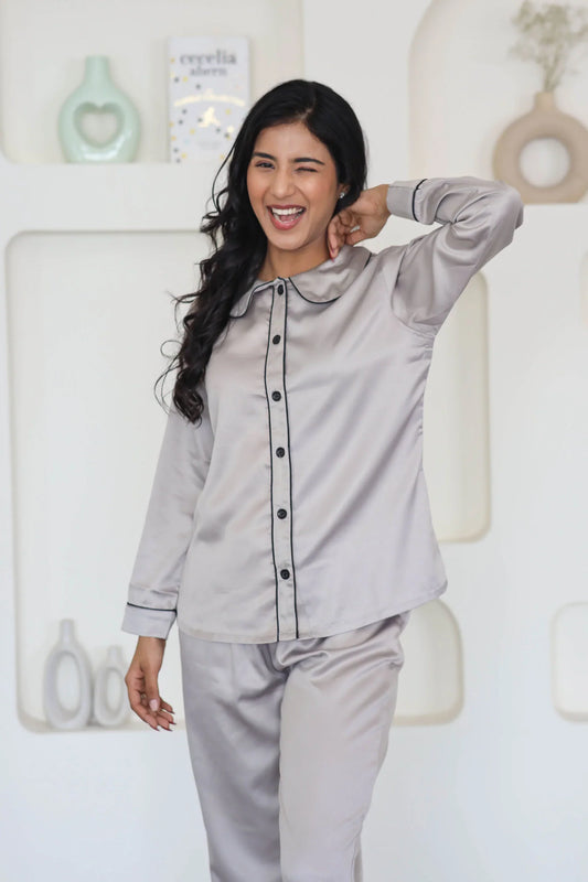 Night Wear Satin Chocolate Color Night Suit