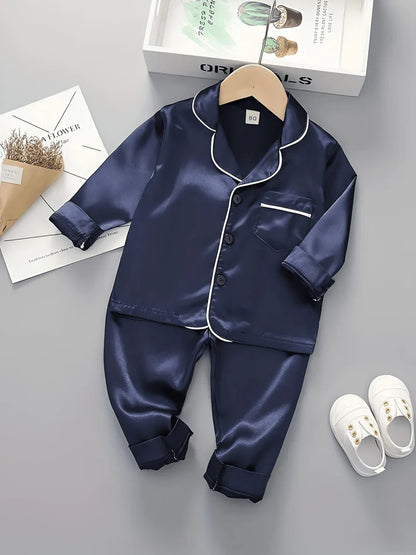 Blue Satin Co-ord Set for Boys and Girls