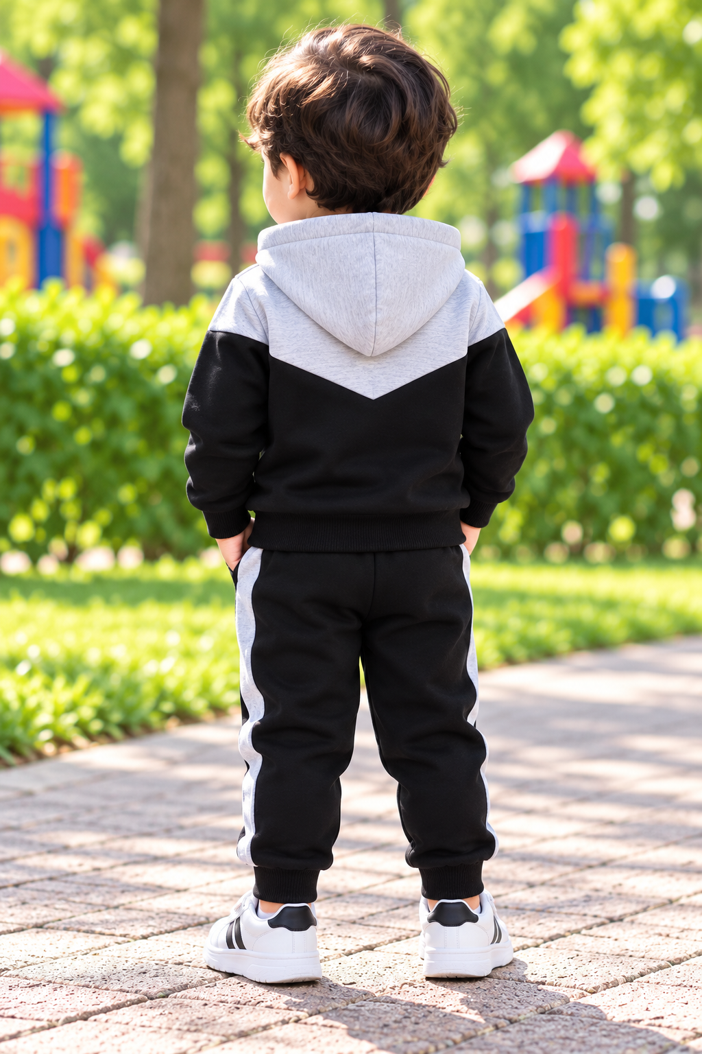 Kids Imported Winter Dress for Boys & Girls(Black Grey Fleece)