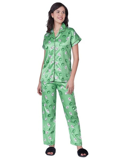 COMBO OF 2 Night Wear Satin Bottle Green Sea-Green Color suits