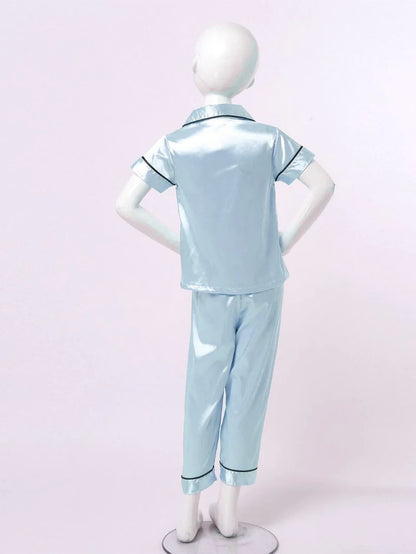 Sky Blue Satin Co-ord Set for Boys and Girls