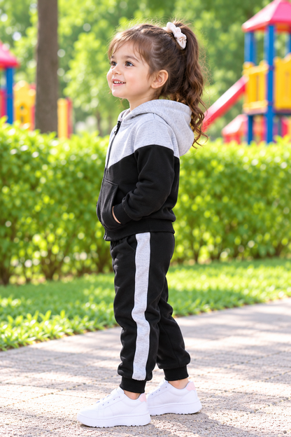 Kids Imported Winter Dress for Boys & Girls(Black Grey Fleece)