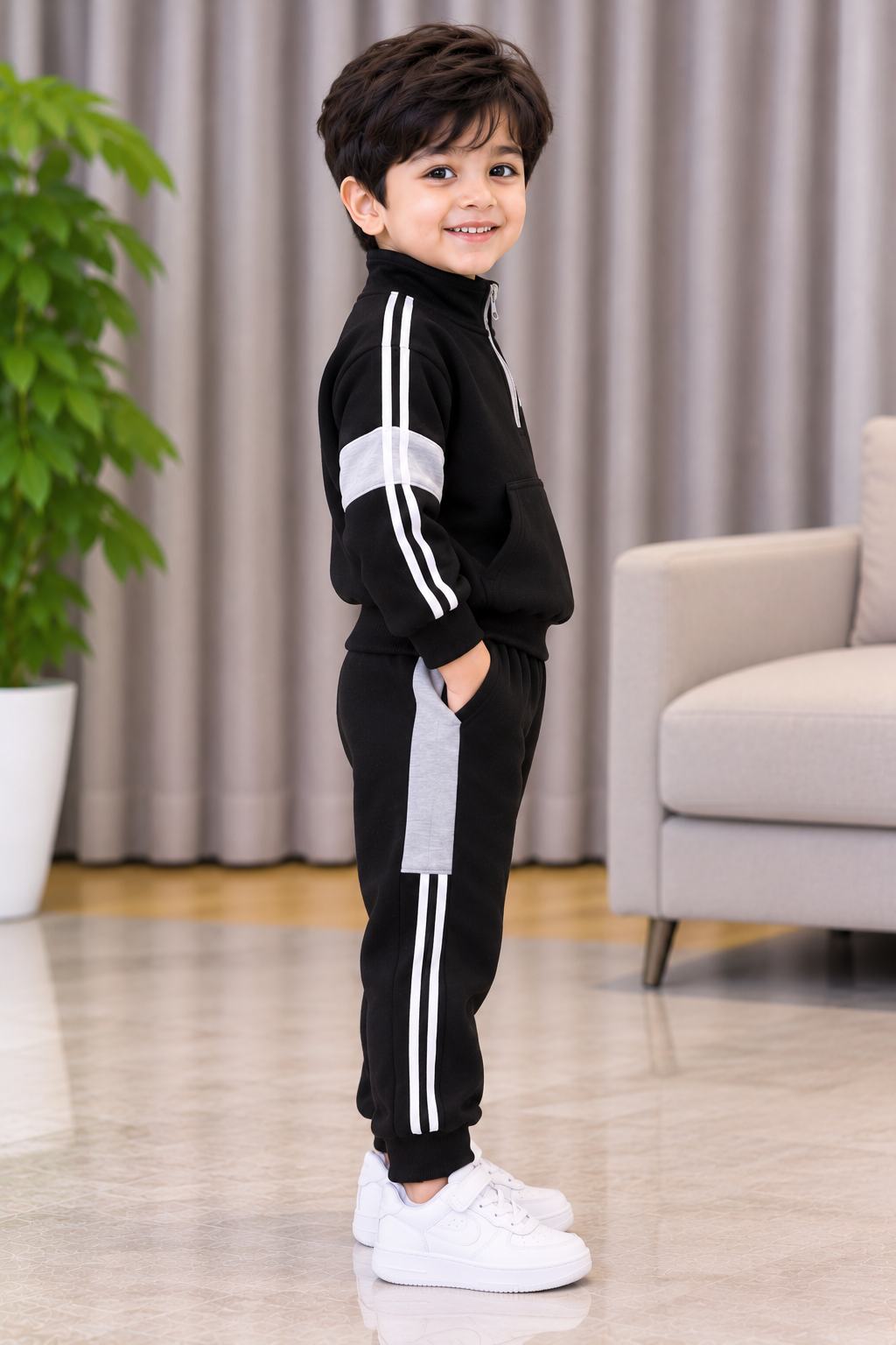 Kids Imported Winter Dress Combo of Top & Bottom(Black Half chain)