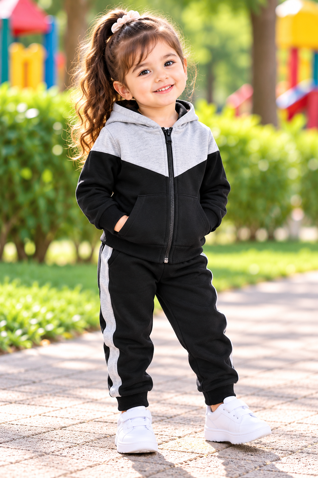 Kids Imported Winter Dress for Boys & Girls(Black Grey Fleece)