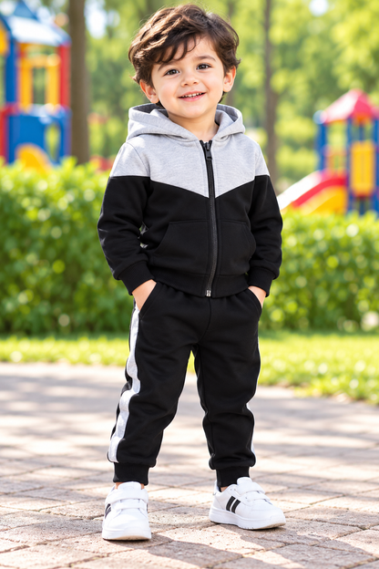 Kids Imported Winter Dress for Boys & Girls(Black Grey Fleece)
