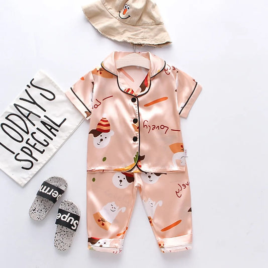 Printed  Satin Co-ord Set for Boys and Girls