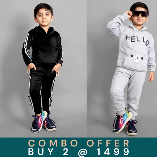 COMBO OF 2 BLACK AND GREY KIDS WINTER DRESS