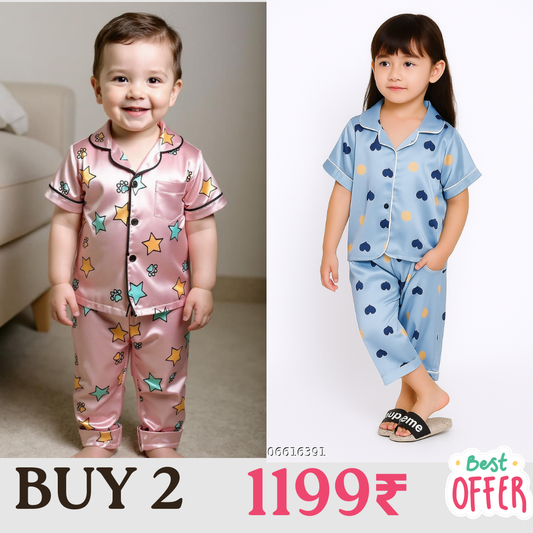 2 NIGHT SUITS COMBO FOR BOYS AND GIRLS (Printed Design)