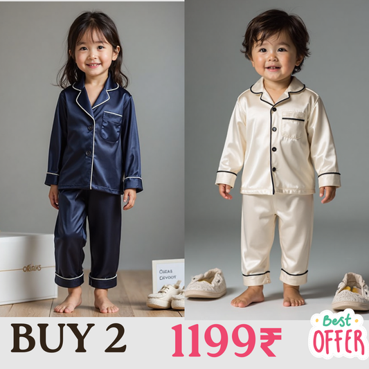 2 NIGHT SUITS COMBO FOR BOYS AND GIRLS (White and Blue)