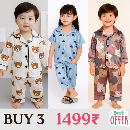 3 NIGHT SUITS COMBO FOR BOYS AND GIRLS (Printed)