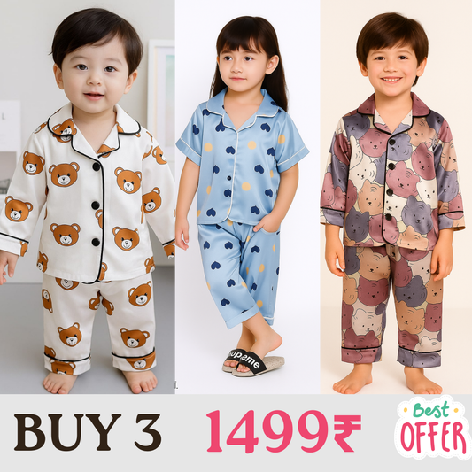3 NIGHT SUITS COMBO FOR BOYS AND GIRLS (Printed)